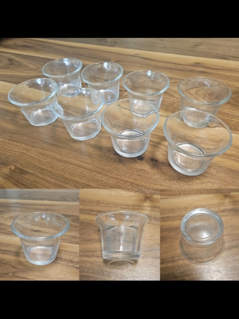 Vintage 2.5 oz Clear Glass Oyster Cocktail Votive Cups Flared Ramekins Set of 8